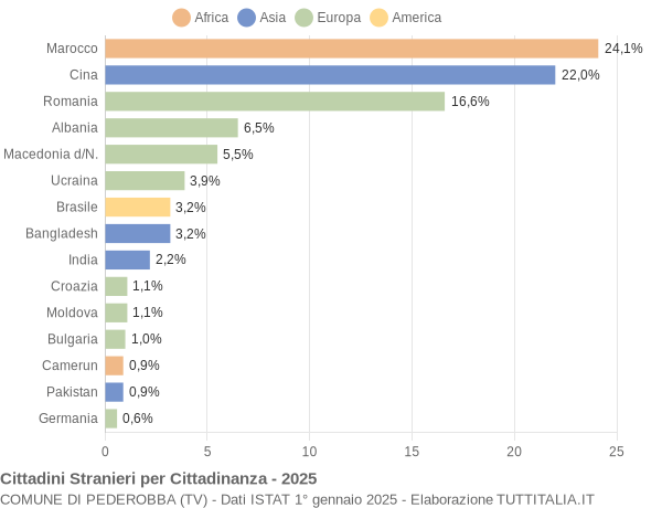 Grafico cittadinanza stranieri - Pederobba 2025
