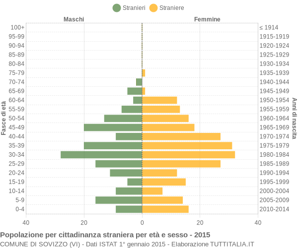 Grafico cittadini stranieri - Sovizzo 2015