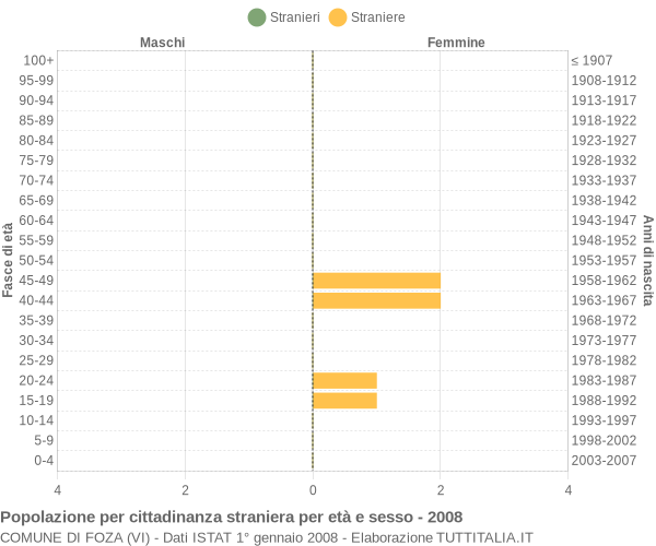 Grafico cittadini stranieri - Foza 2008