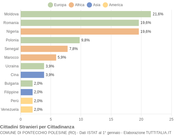 Grafico cittadinanza stranieri - Pontecchio Polesine 2009