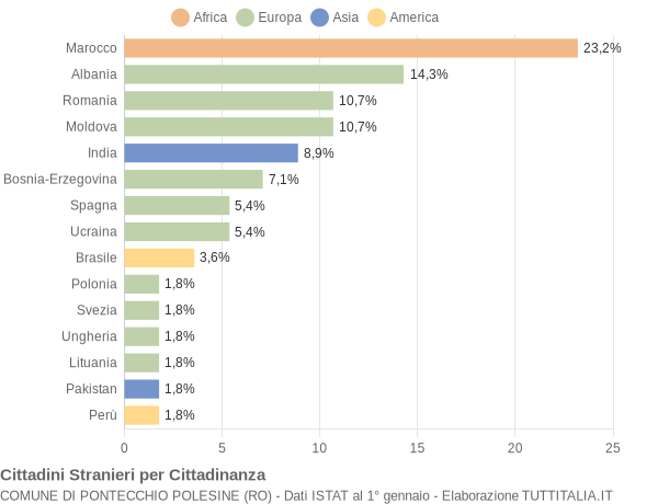 Grafico cittadinanza stranieri - Pontecchio Polesine 2022