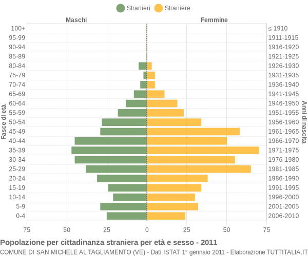 Grafico cittadini stranieri - San Michele al Tagliamento 2011