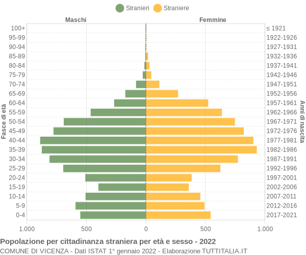 Grafico cittadini stranieri - Vicenza 2022