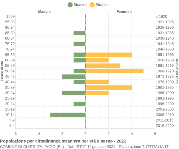 Grafico cittadini stranieri - Chies d'Alpago 2021