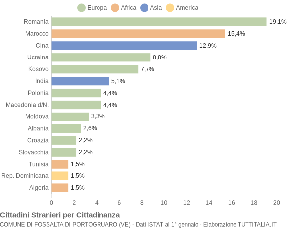 Grafico cittadinanza stranieri - Fossalta di Portogruaro 2009