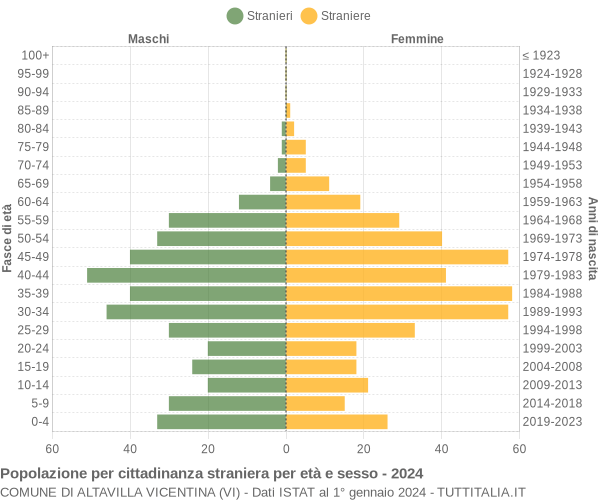 Grafico cittadini stranieri - Altavilla Vicentina 2024