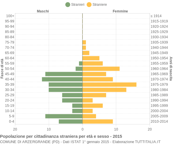 Grafico cittadini stranieri - Arzergrande 2015