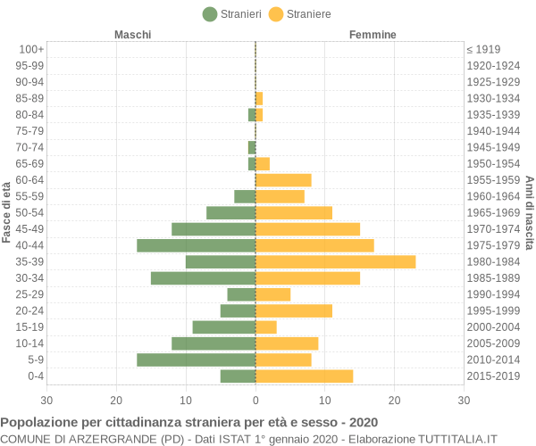 Grafico cittadini stranieri - Arzergrande 2020