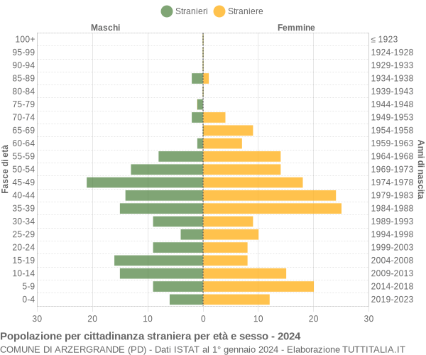 Grafico cittadini stranieri - Arzergrande 2024