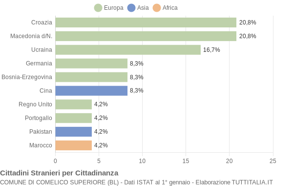 Grafico cittadinanza stranieri - Comelico Superiore 2006