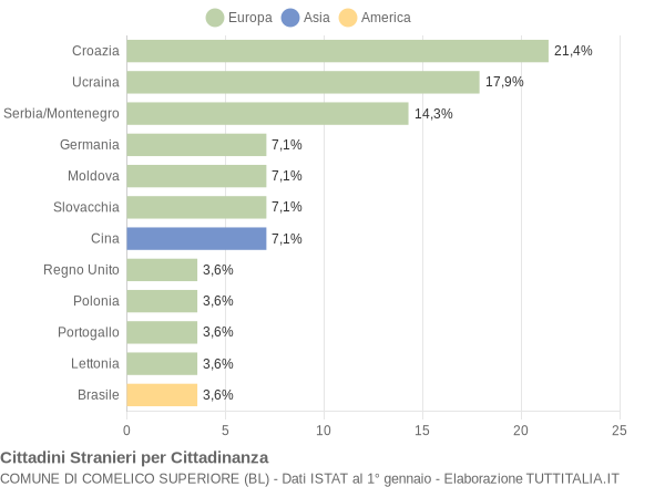 Grafico cittadinanza stranieri - Comelico Superiore 2008