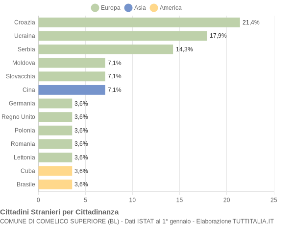 Grafico cittadinanza stranieri - Comelico Superiore 2009