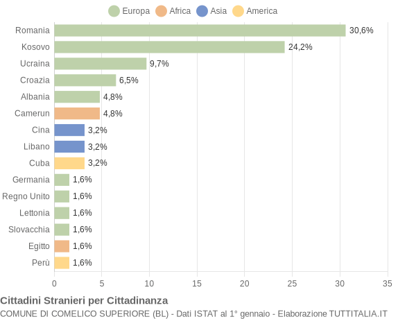 Grafico cittadinanza stranieri - Comelico Superiore 2015