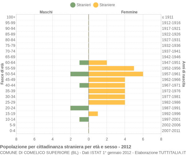 Grafico cittadini stranieri - Comelico Superiore 2012