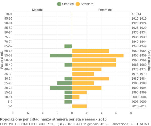 Grafico cittadini stranieri - Comelico Superiore 2015