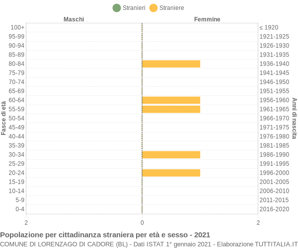 Grafico cittadini stranieri - Lorenzago di Cadore 2021