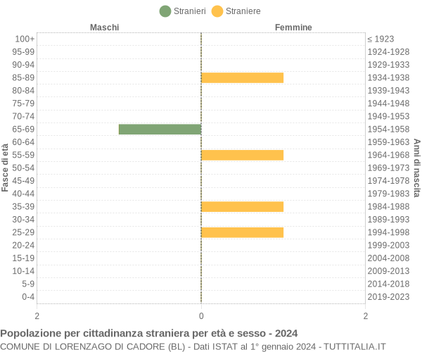 Grafico cittadini stranieri - Lorenzago di Cadore 2024