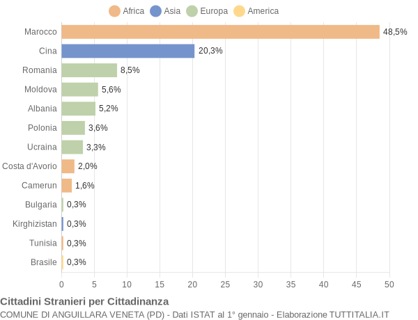 Grafico cittadinanza stranieri - Anguillara Veneta 2014