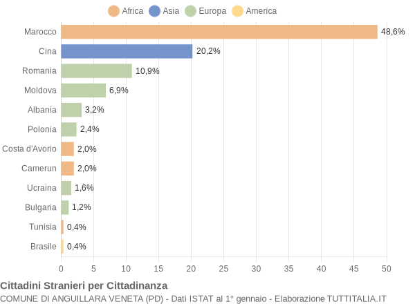 Grafico cittadinanza stranieri - Anguillara Veneta 2018