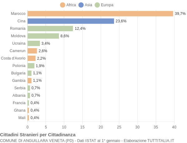 Grafico cittadinanza stranieri - Anguillara Veneta 2020