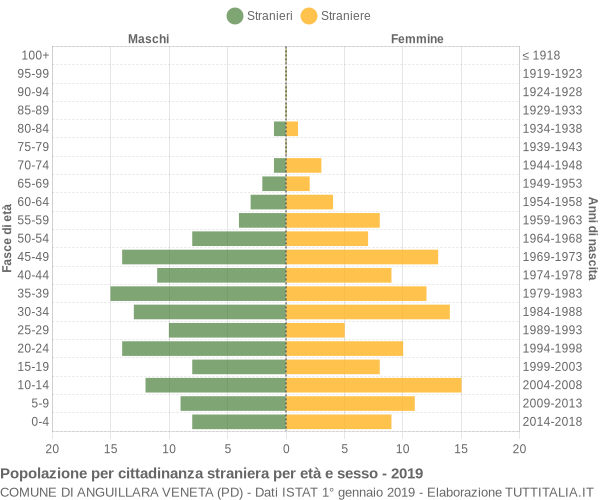 Grafico cittadini stranieri - Anguillara Veneta 2019