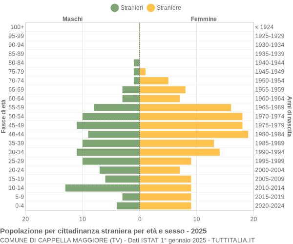 Grafico cittadini stranieri - Cappella Maggiore 2025