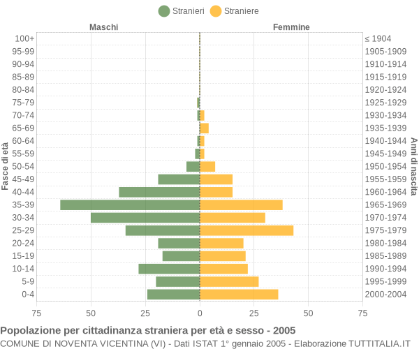 Grafico cittadini stranieri - Noventa Vicentina 2005