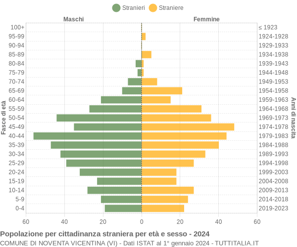 Grafico cittadini stranieri - Noventa Vicentina 2024