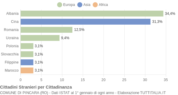 Grafico cittadinanza stranieri - Pincara 2005