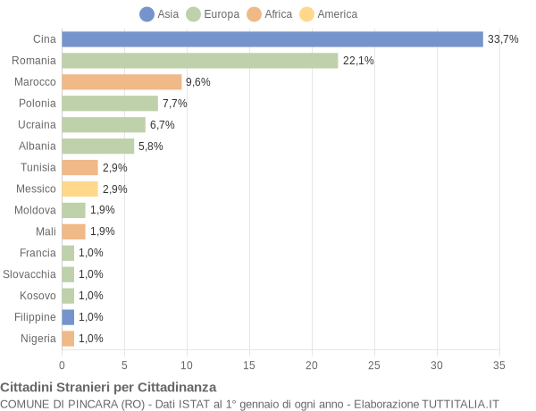 Grafico cittadinanza stranieri - Pincara 2013