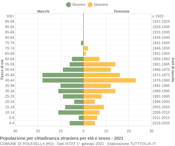 Grafico cittadini stranieri - Polesella 2021