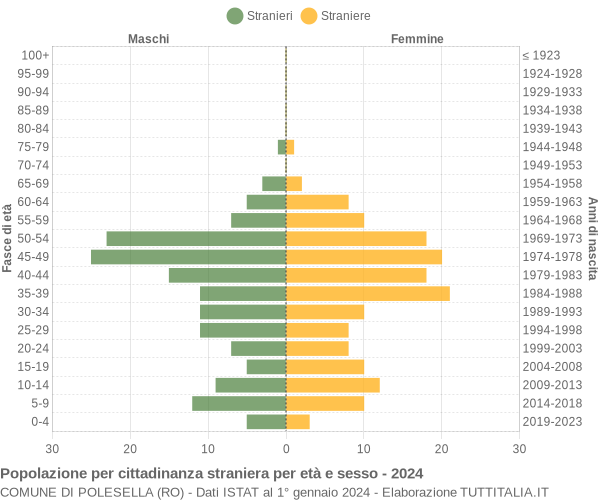 Grafico cittadini stranieri - Polesella 2024