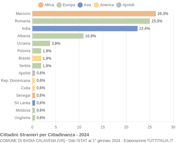 Grafico cittadinanza stranieri - Badia Calavena 2024