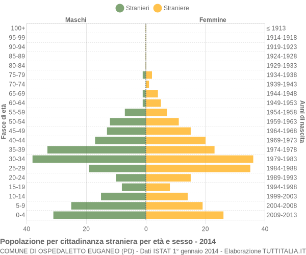 Grafico cittadini stranieri - Ospedaletto Euganeo 2014