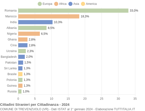 Grafico cittadinanza stranieri - Trevenzuolo 2024