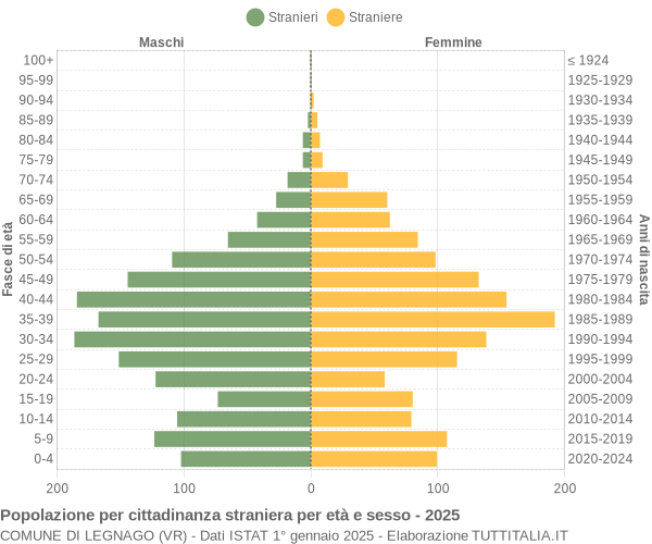 Grafico cittadini stranieri - Legnago 2025