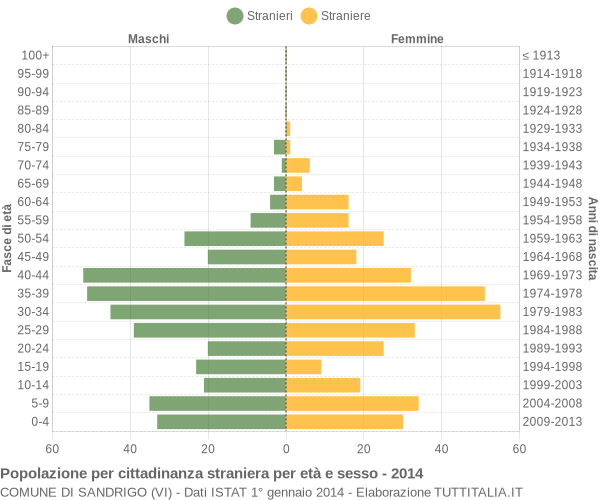 Grafico cittadini stranieri - Sandrigo 2014