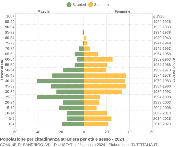 Grafico cittadini stranieri - Sandrigo 2024