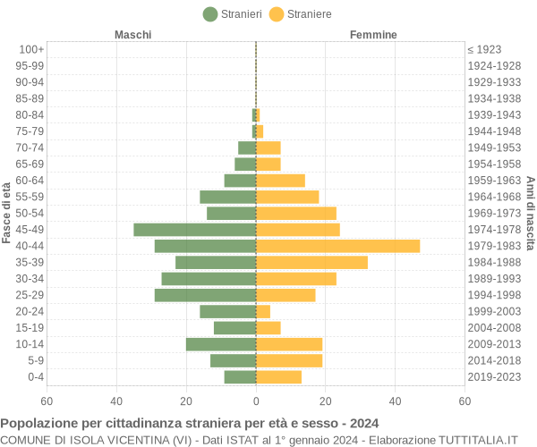 Grafico cittadini stranieri - Isola Vicentina 2024