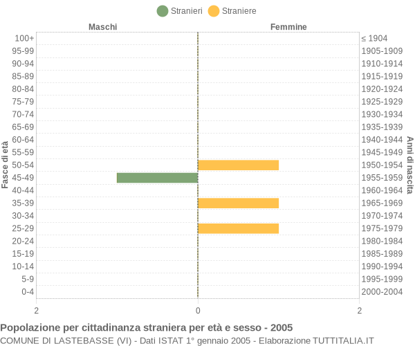 Grafico cittadini stranieri - Lastebasse 2005