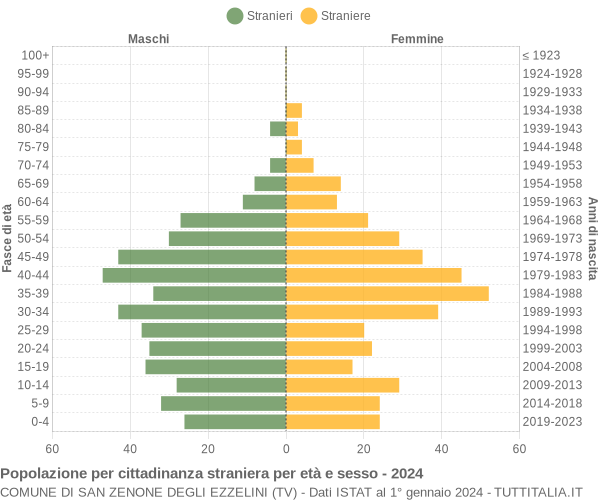 Grafico cittadini stranieri - San Zenone degli Ezzelini 2024