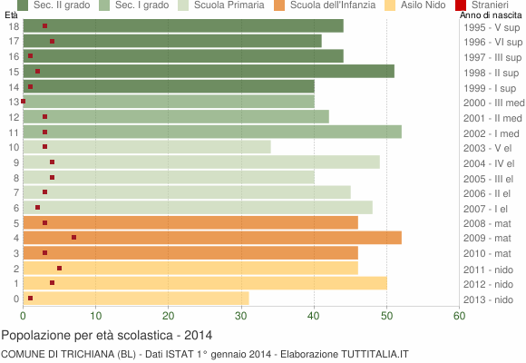 Grafico Popolazione in età scolastica - Trichiana 2014