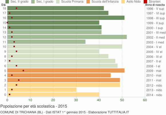 Grafico Popolazione in età scolastica - Trichiana 2015