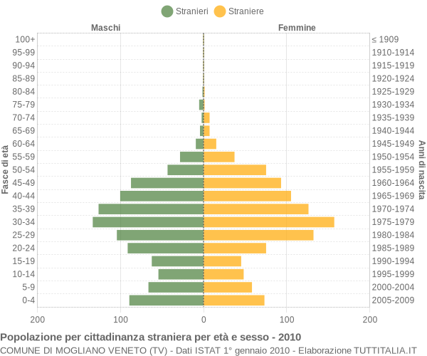 Grafico cittadini stranieri - Mogliano Veneto 2010