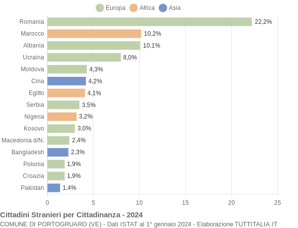 Grafico cittadinanza stranieri - Portogruaro 2024