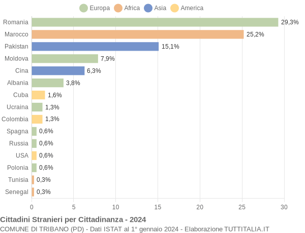 Grafico cittadinanza stranieri - Tribano 2024