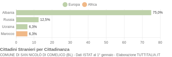 Grafico cittadinanza stranieri - San Nicolò di Comelico 2007