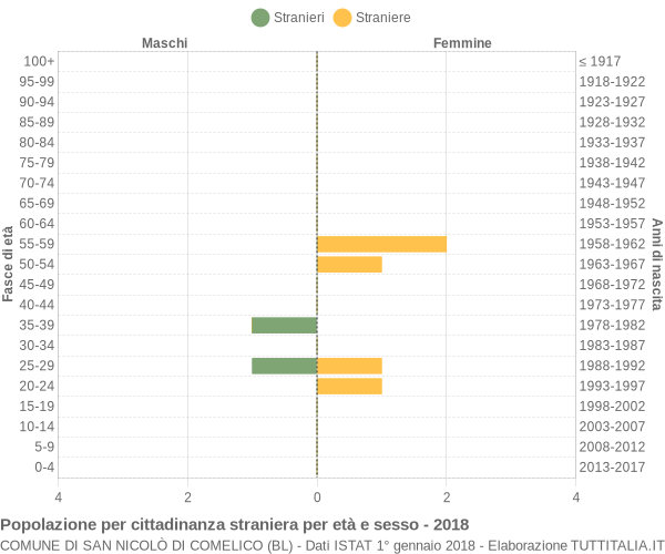 Grafico cittadini stranieri - San Nicolò di Comelico 2018