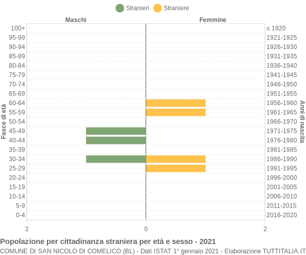 Grafico cittadini stranieri - San Nicolò di Comelico 2021