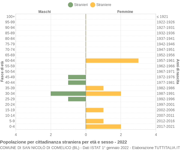 Grafico cittadini stranieri - San Nicolò di Comelico 2022